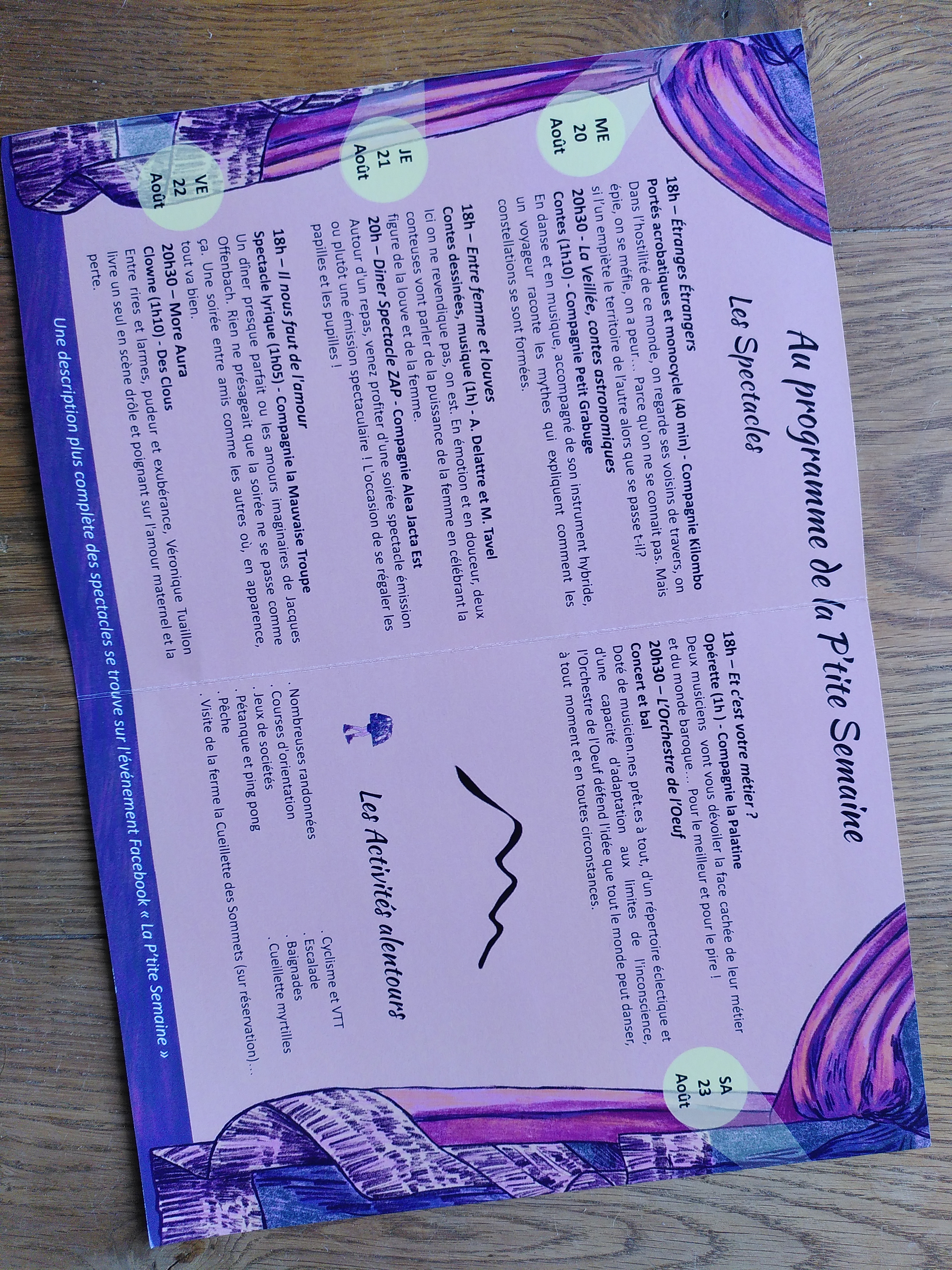 programme des spectacles