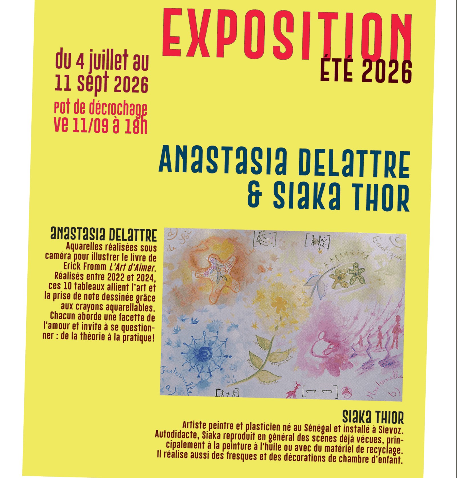 affiche de l'expo, 2 artistes: anastasia et Siaka